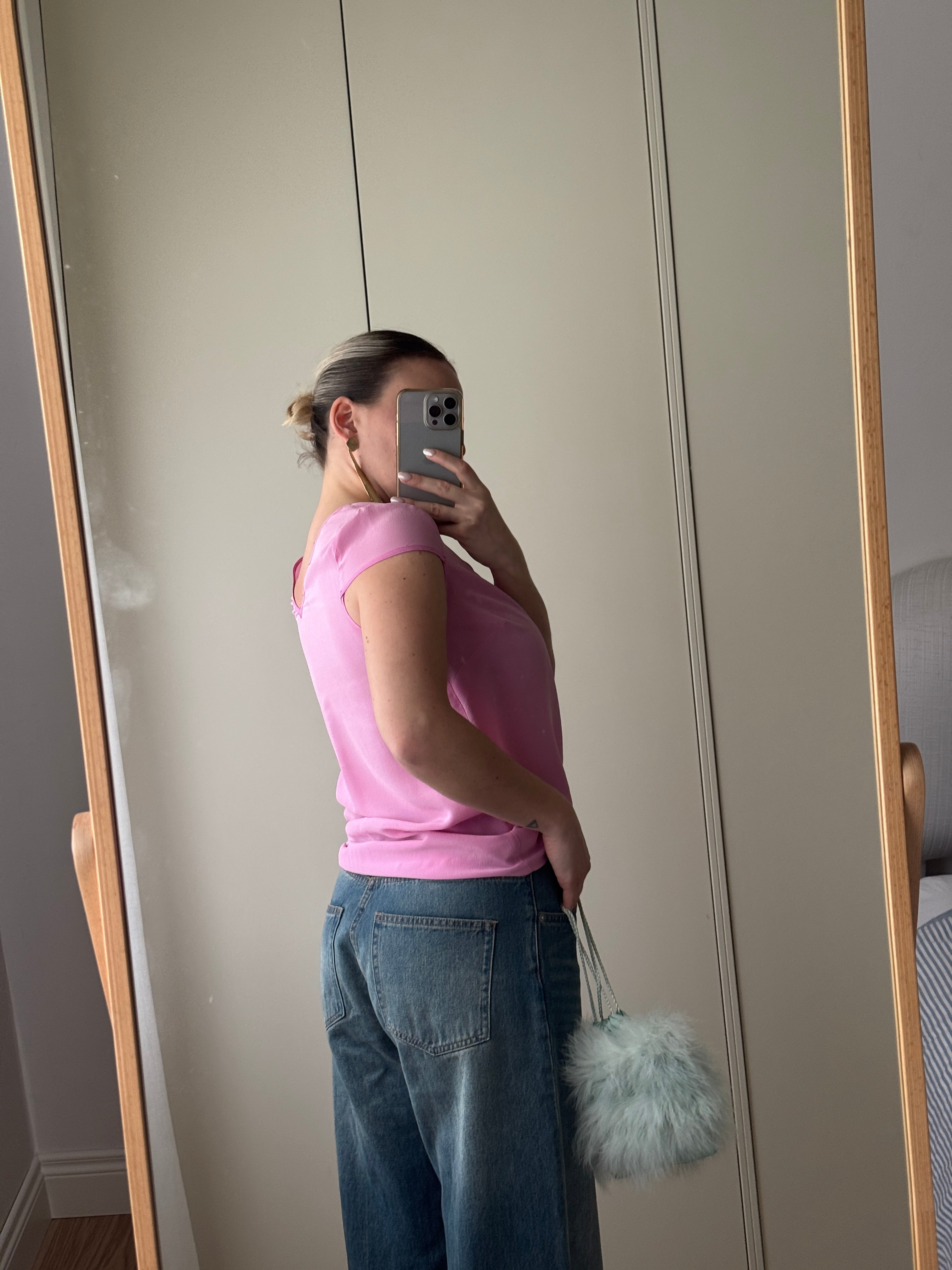 Top in pura seta rosa
