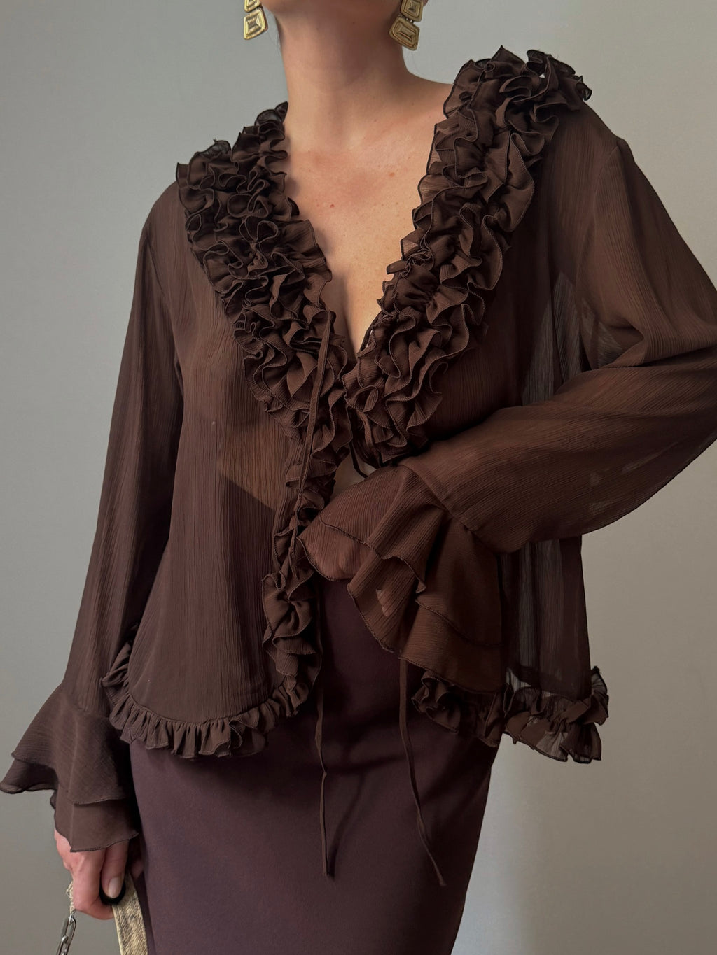 Silk ad viscose chocolate blouse