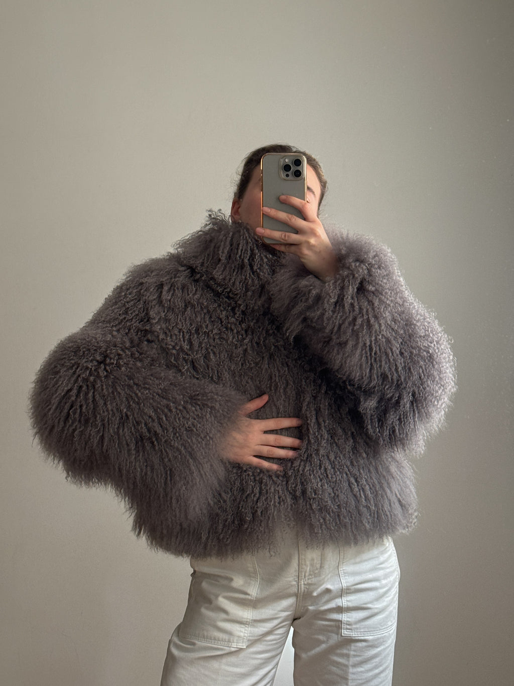 Mongolian grey fur jacket