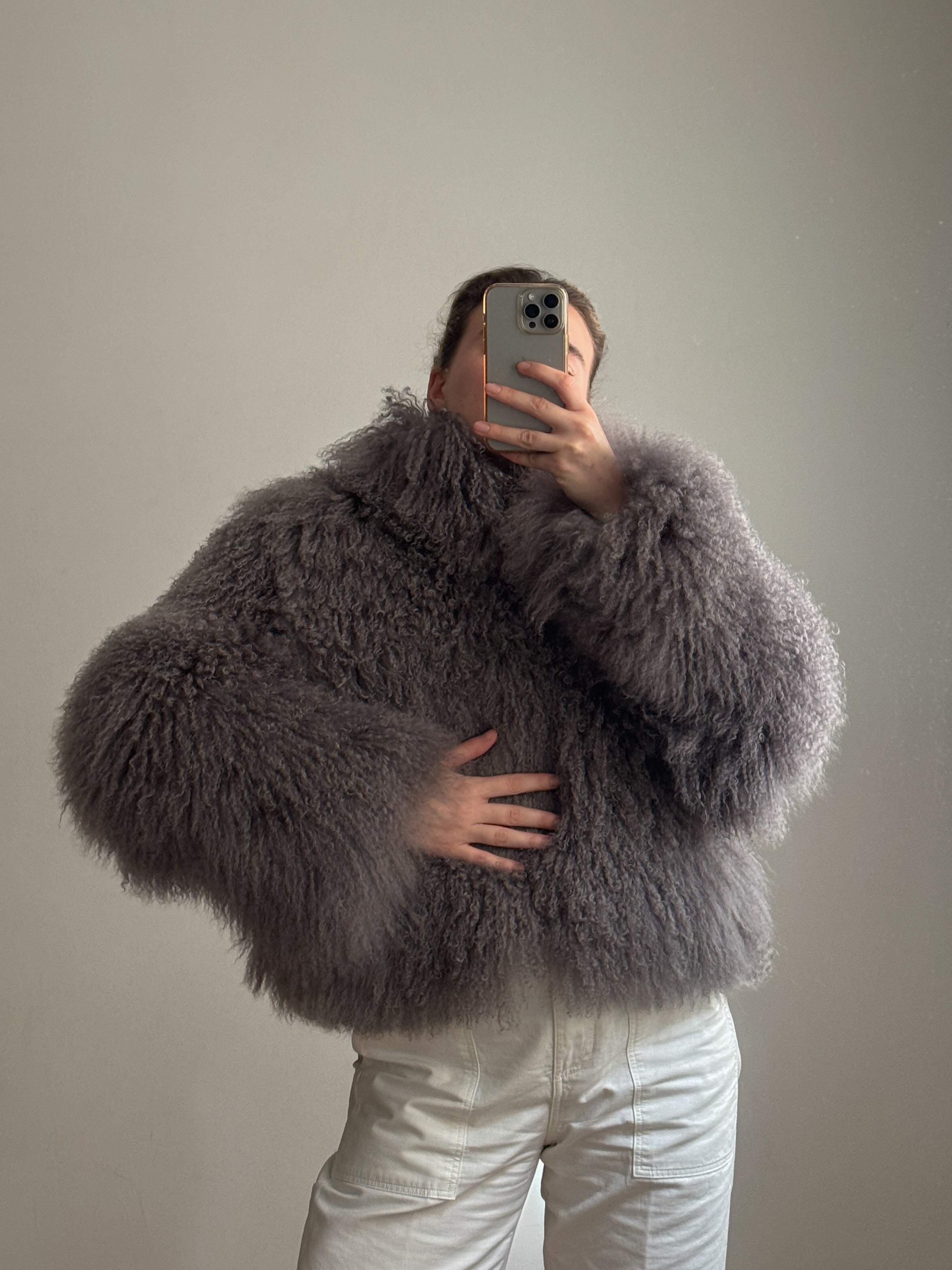 Mongolian grey fur jacket