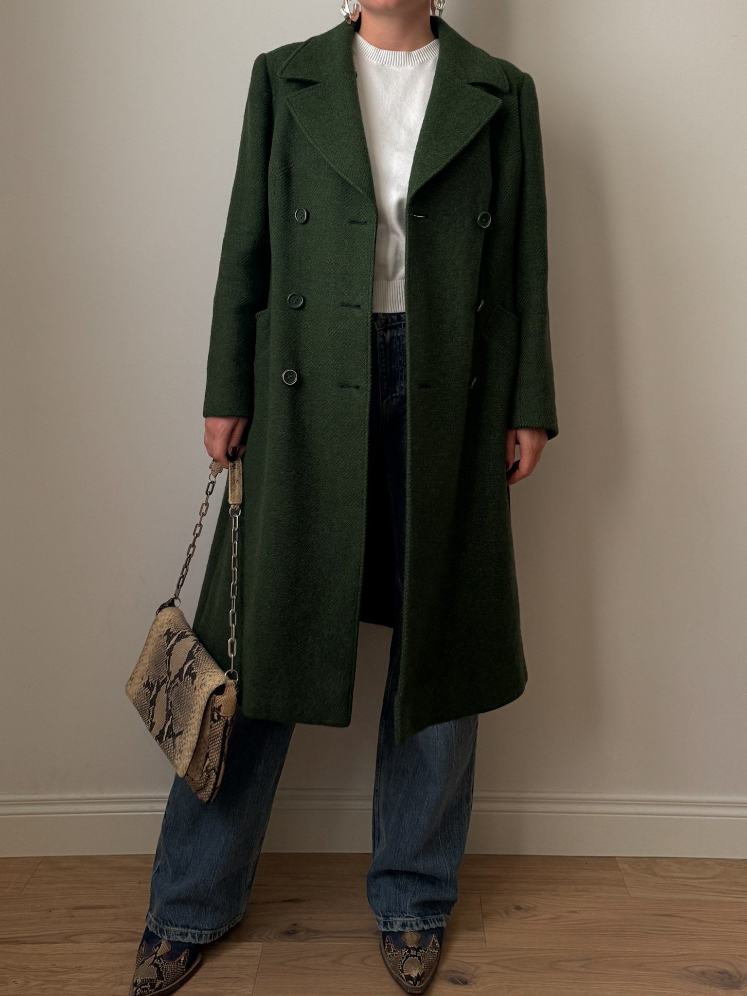 Pure new wool green coat