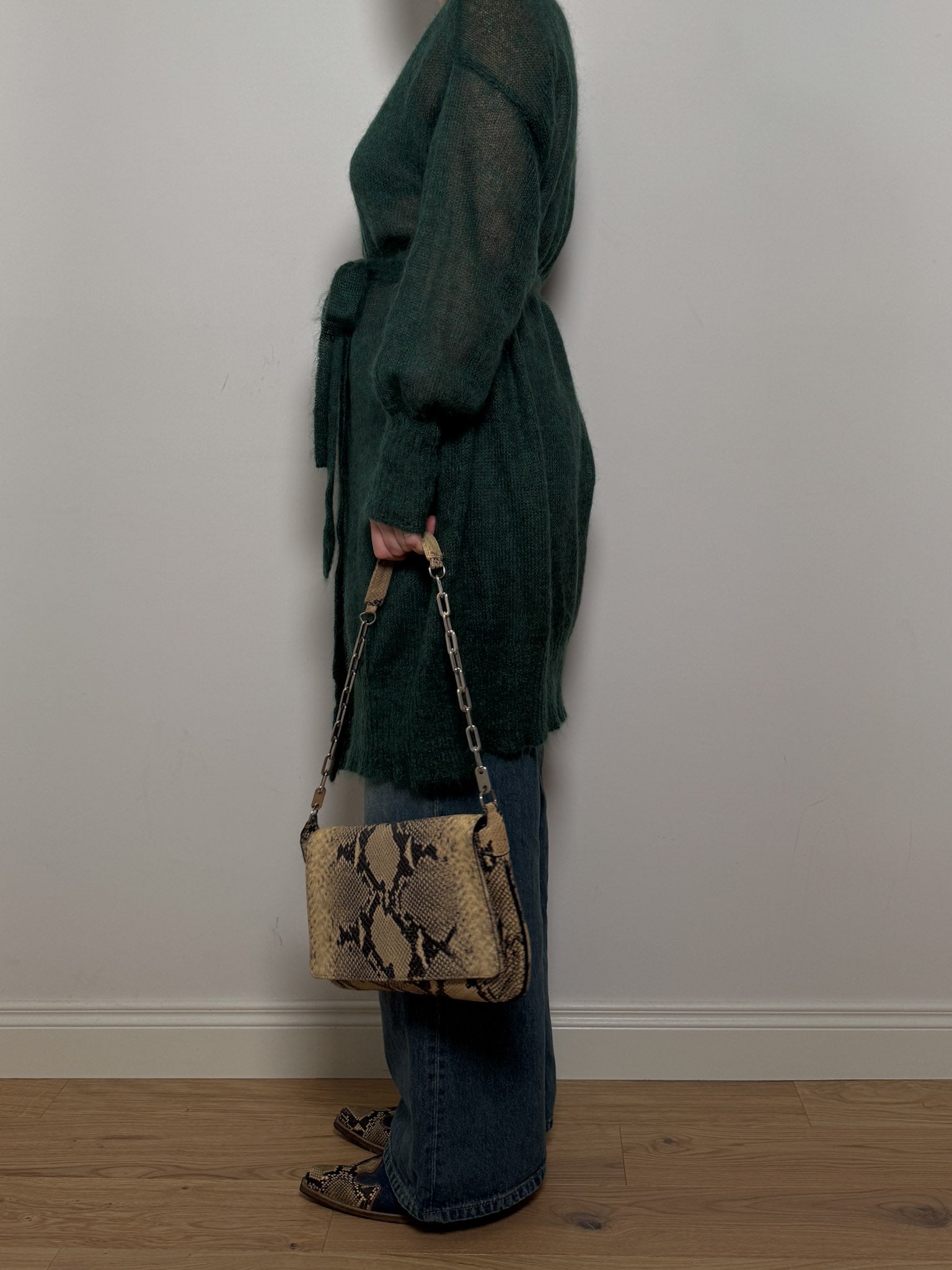 Mohair green maxi cardigan