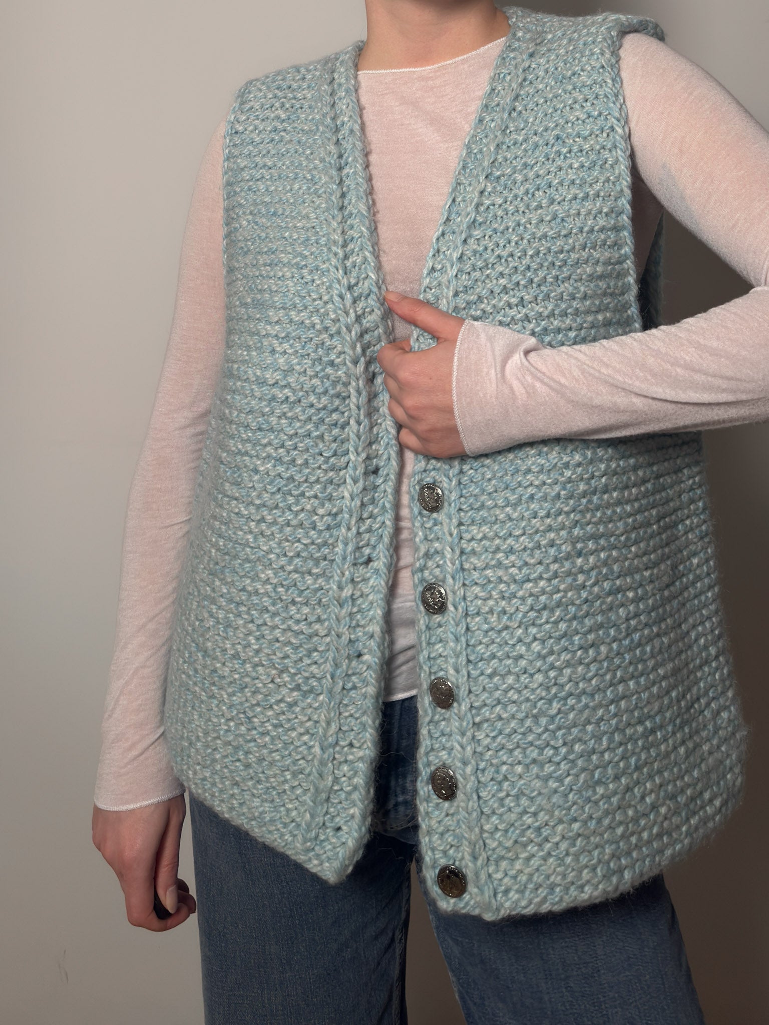 Pure wool handmade sky vest