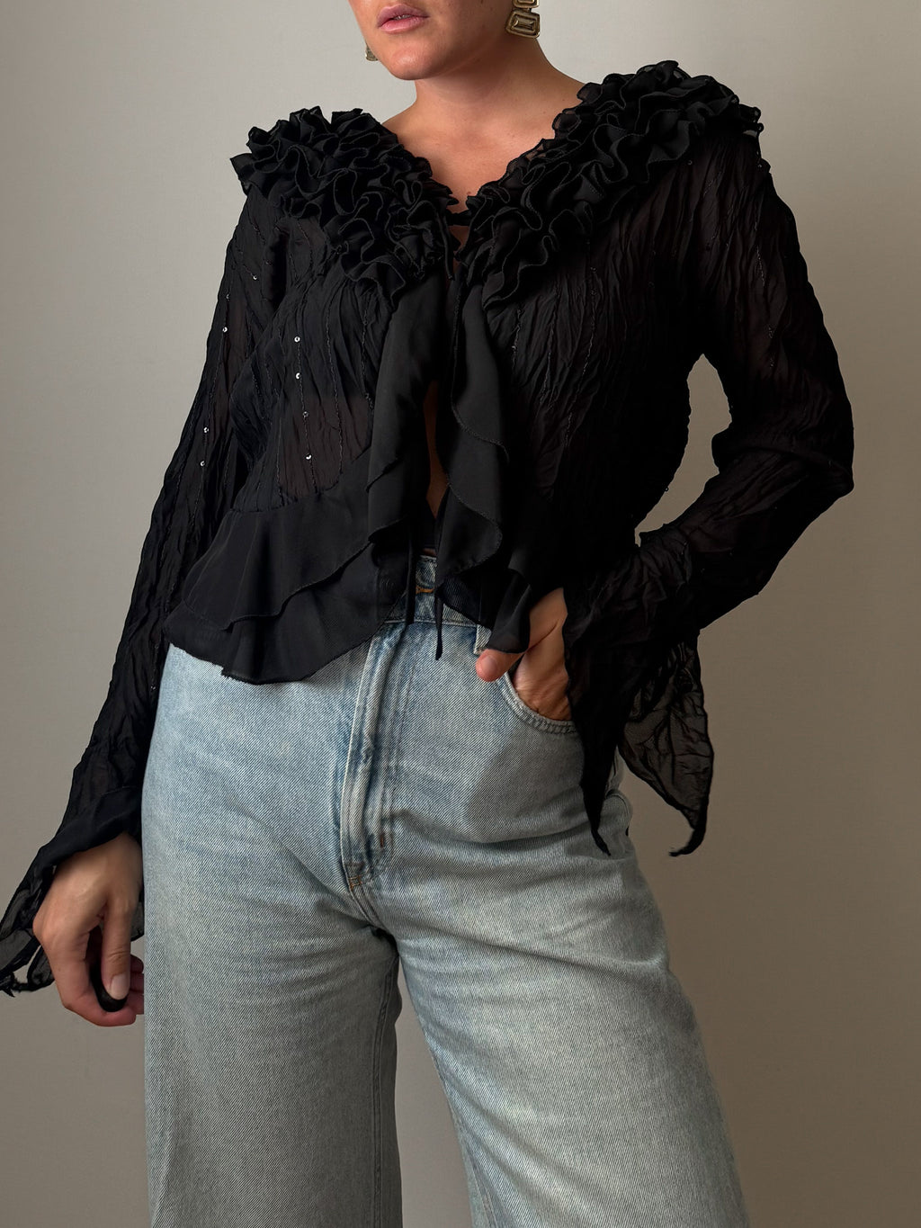 Silk and viscose black blouse