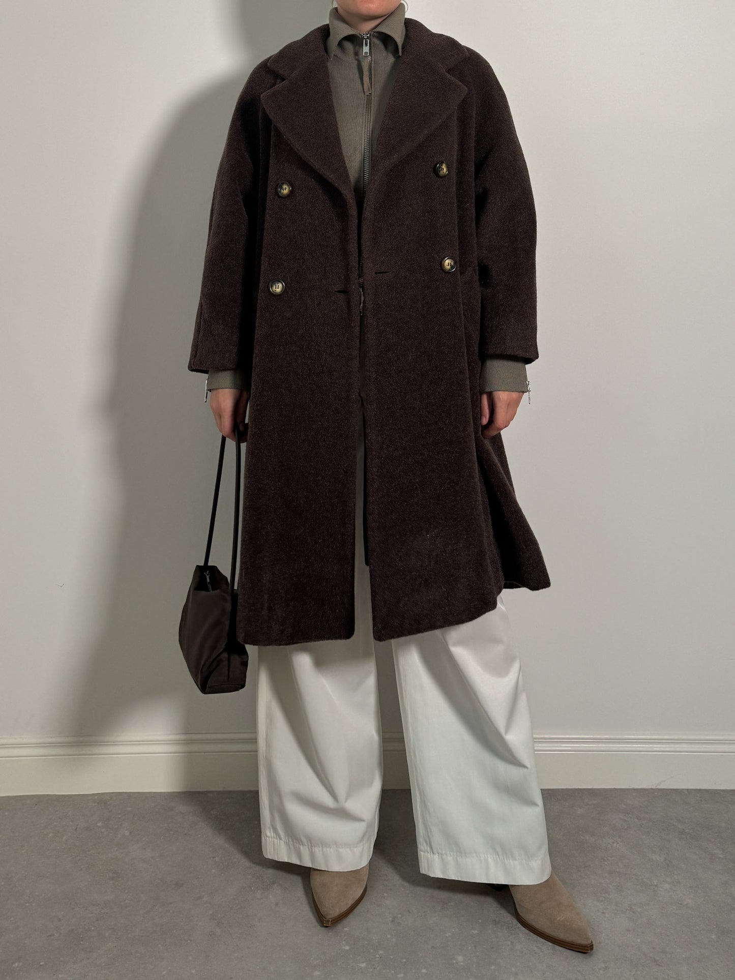 Marella wool, alpaca and mohair chocolate coat