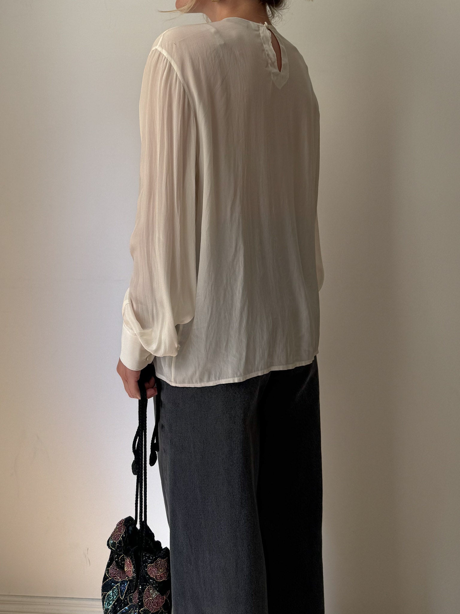 Silk blend ivory blouse