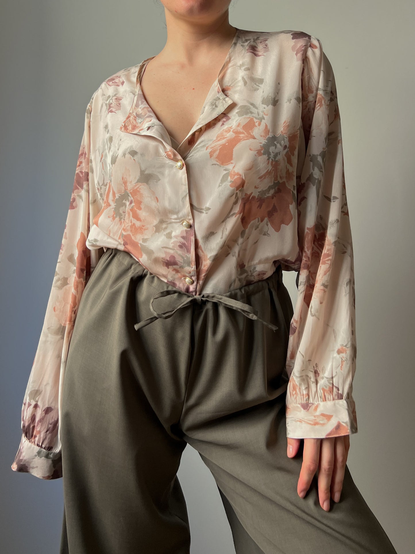 Silk blend floral blouse