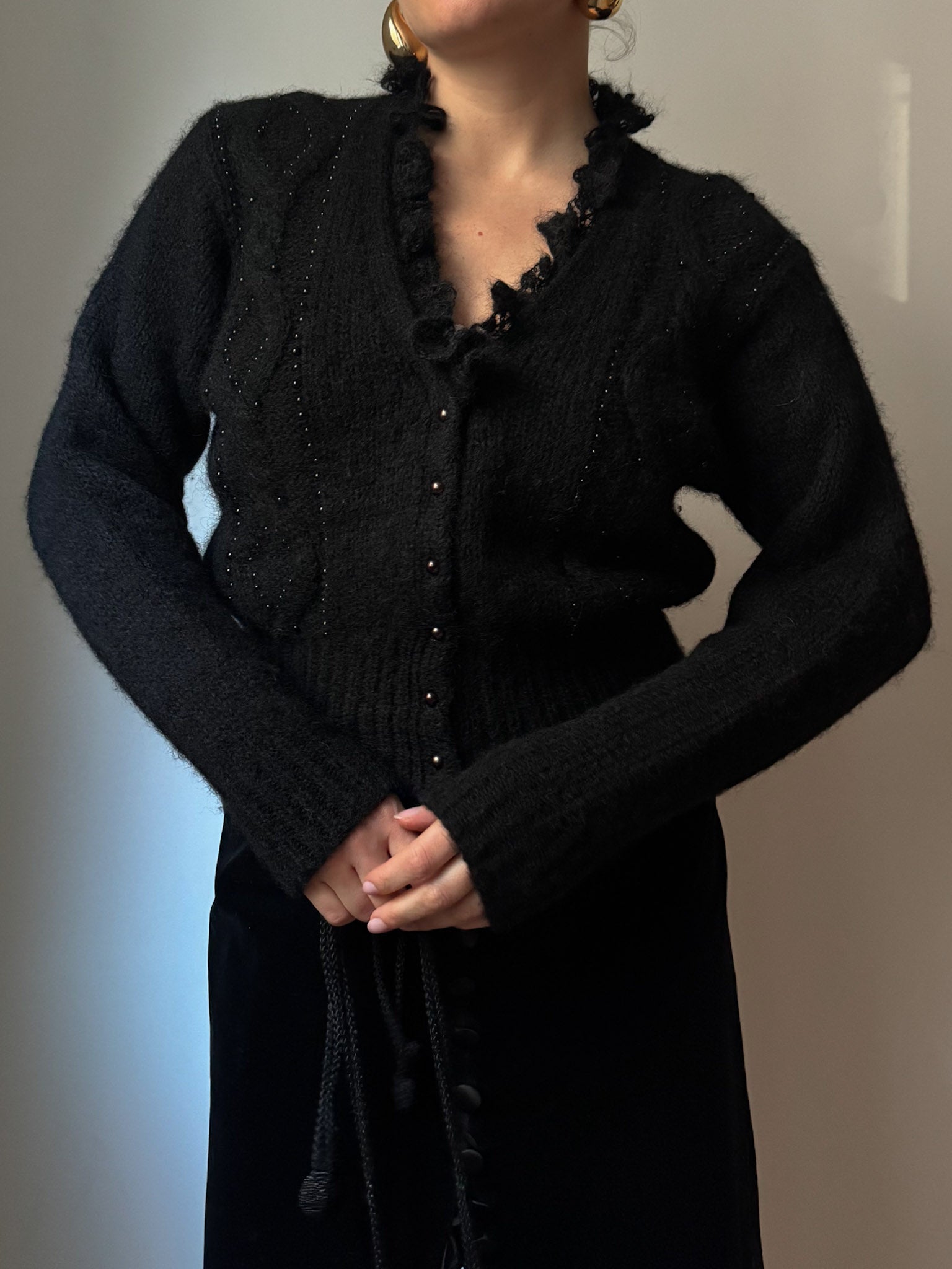 Mohair black romantic cardigan