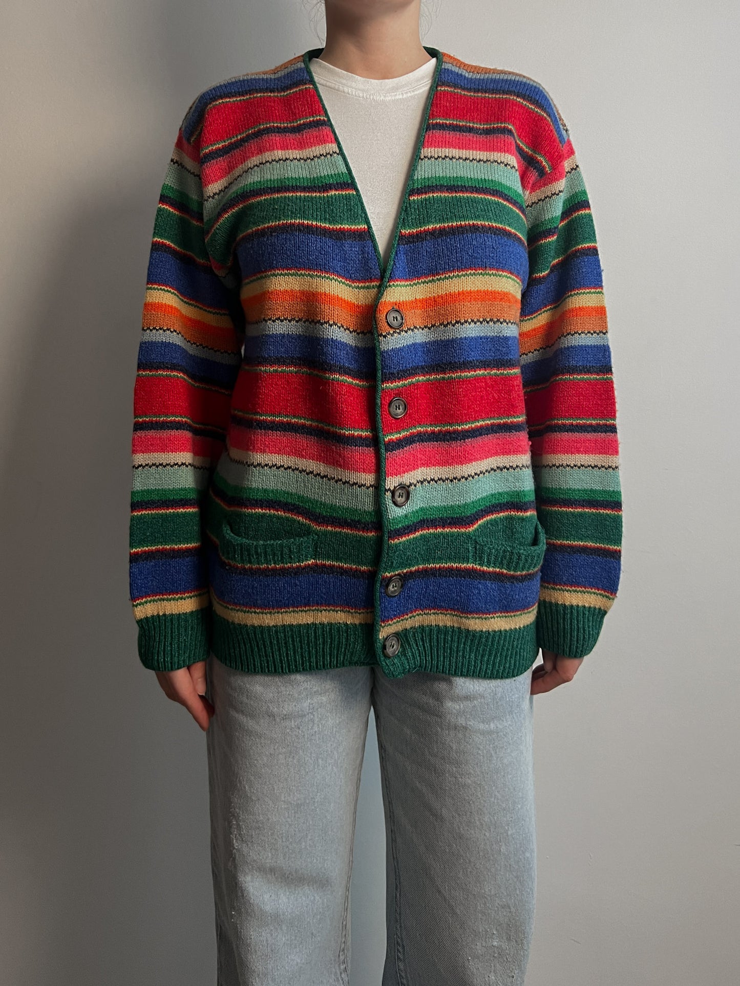 Pure wool striped cardigan