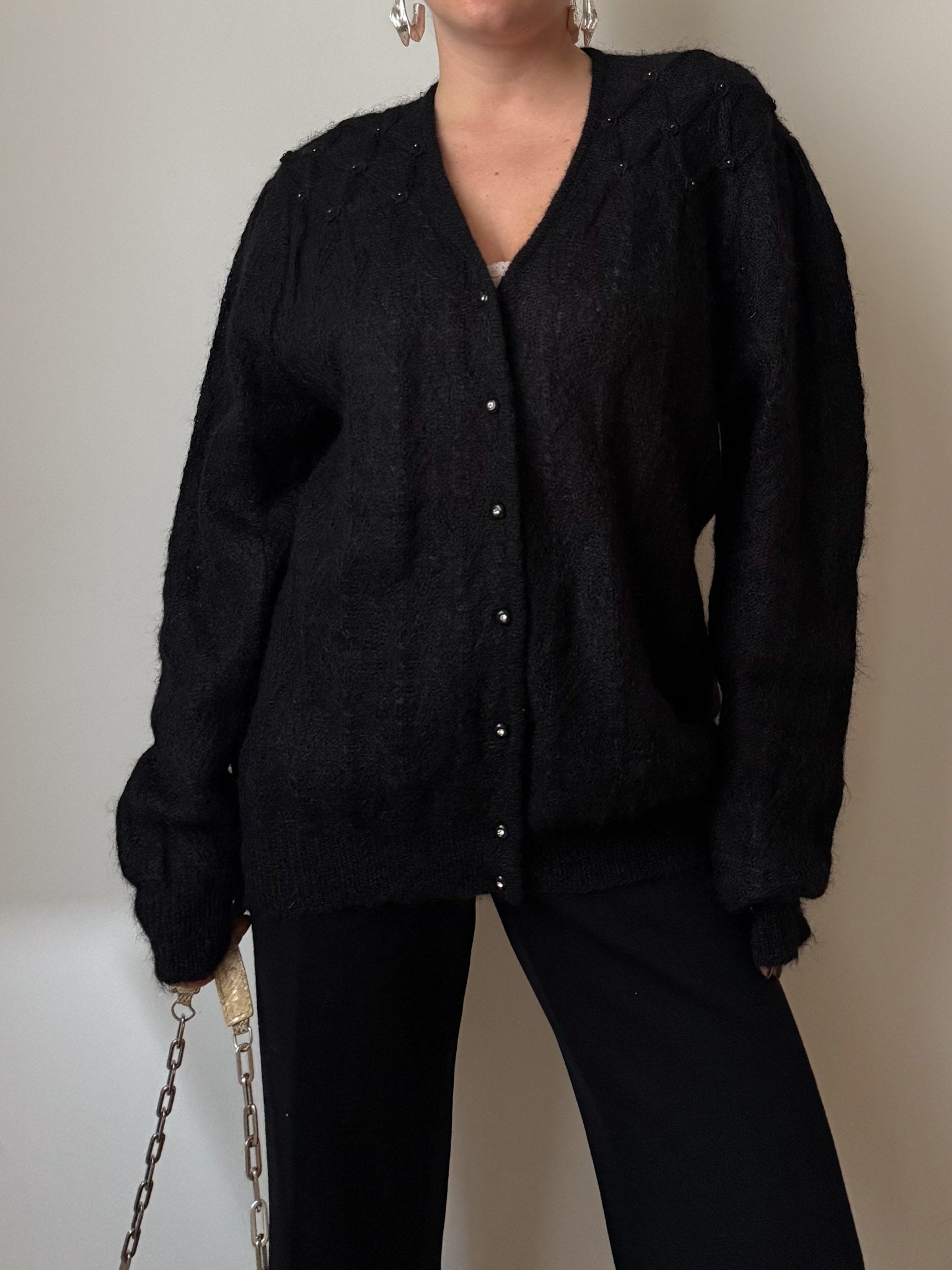 Kid mohair black cardigan