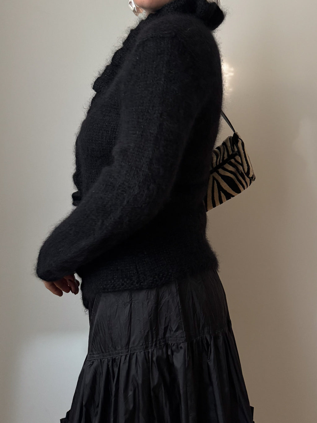 Angora and mohair black cardigan