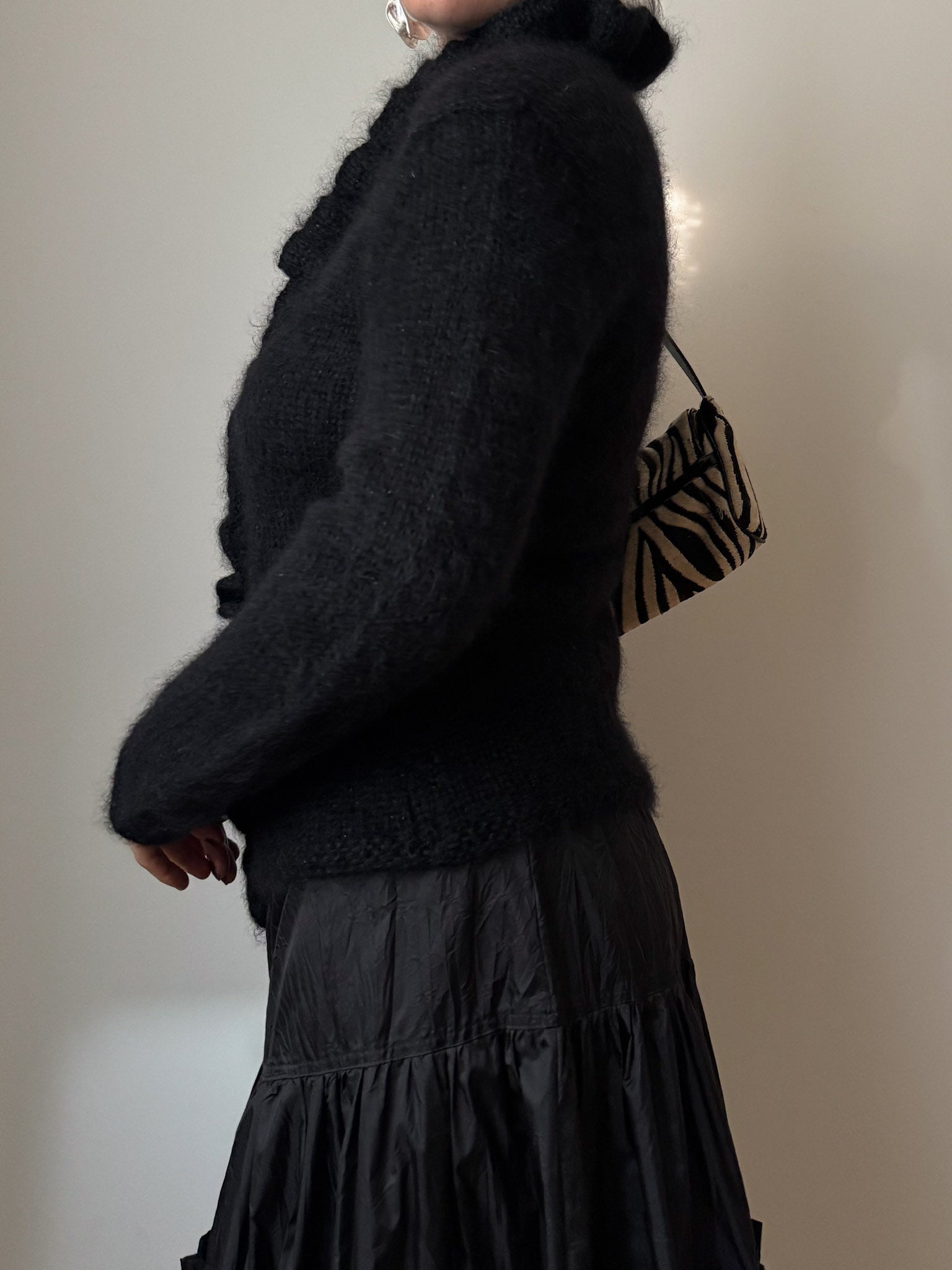 Angora and mohair black cardigan