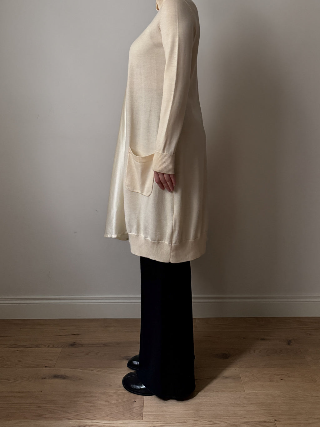 Roberto Cavalli Class wool and silk ivory dress