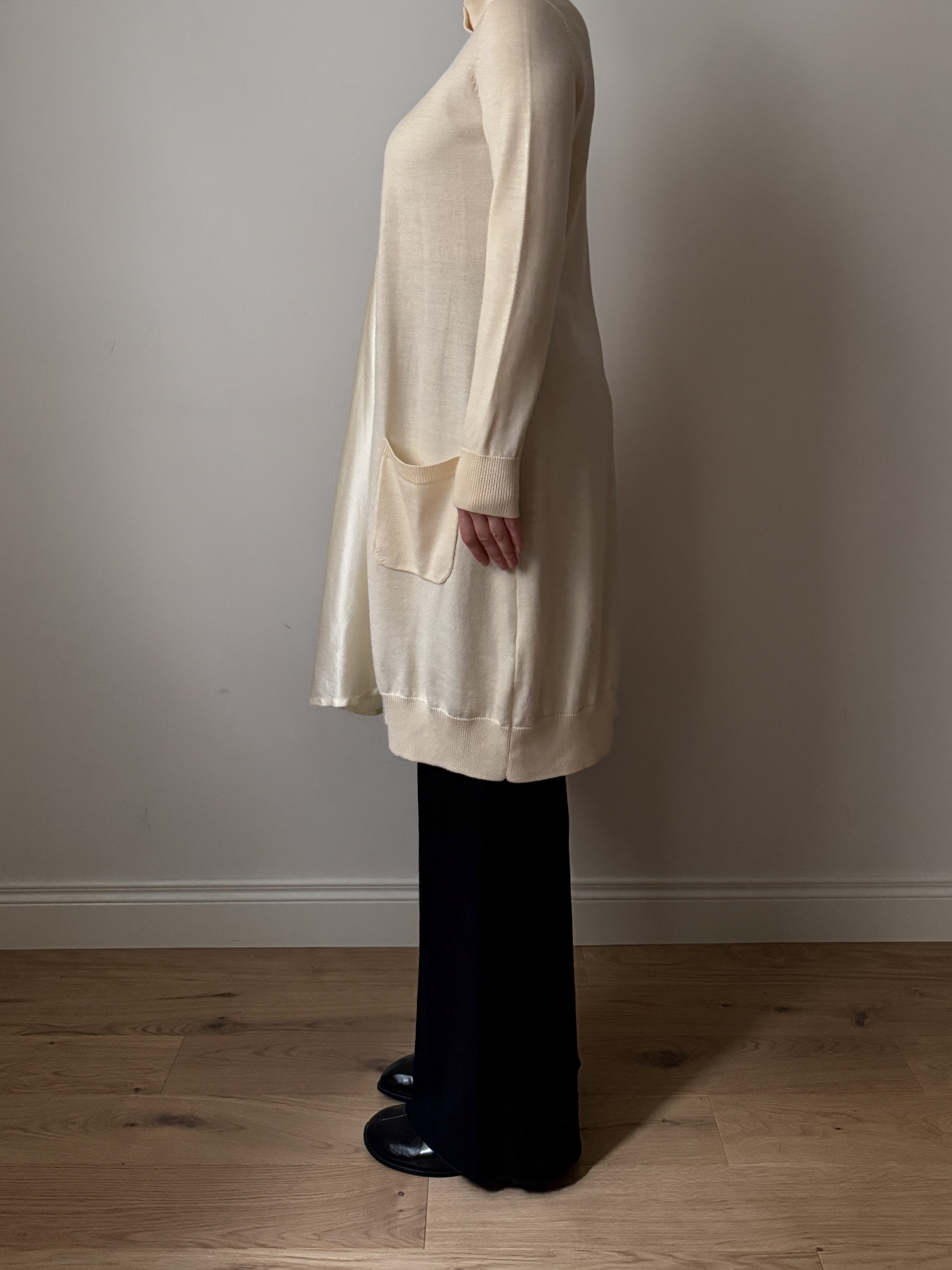 Roberto Cavalli Class wool and silk ivory dress