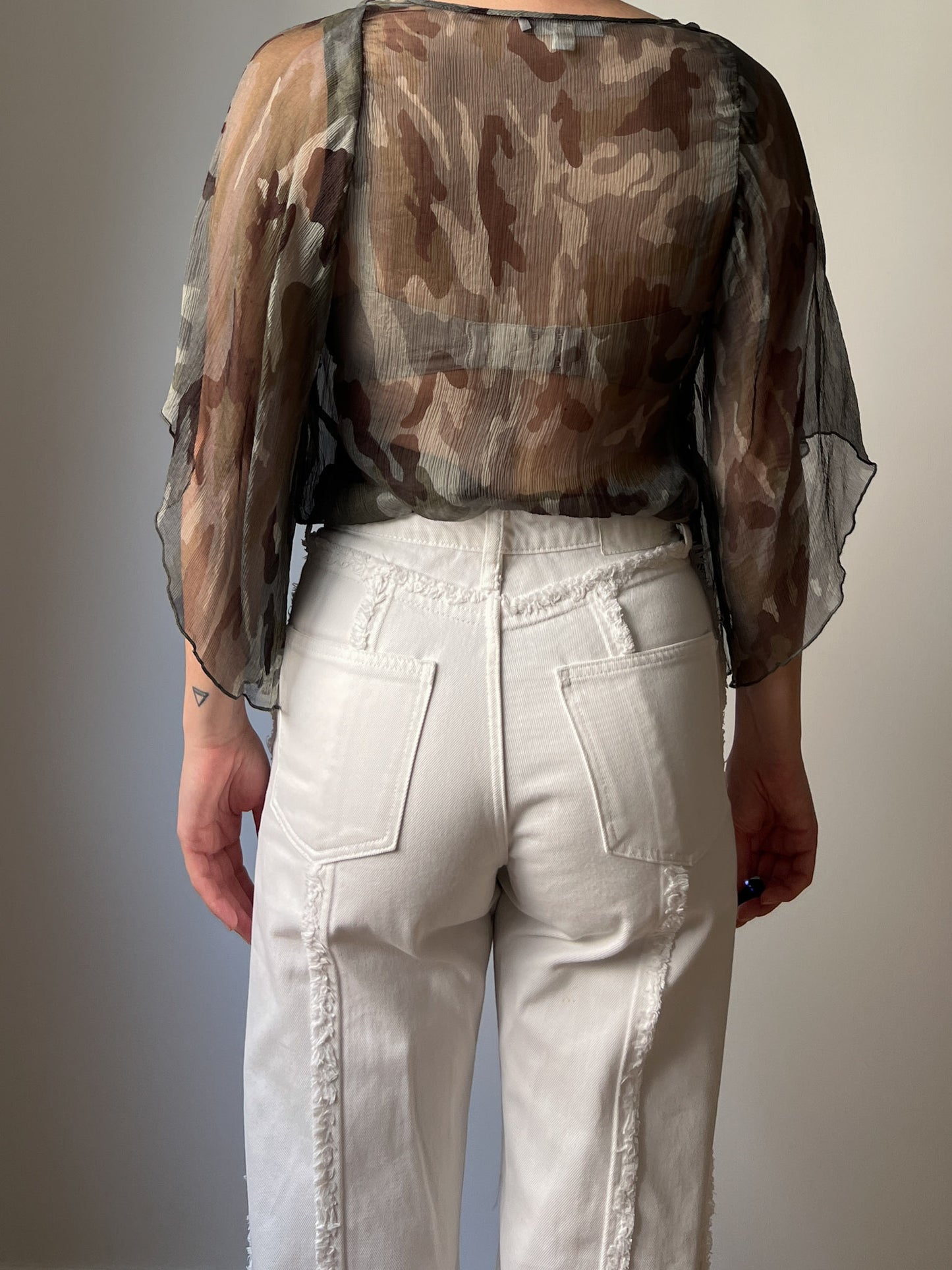 Pure silk camo blouse