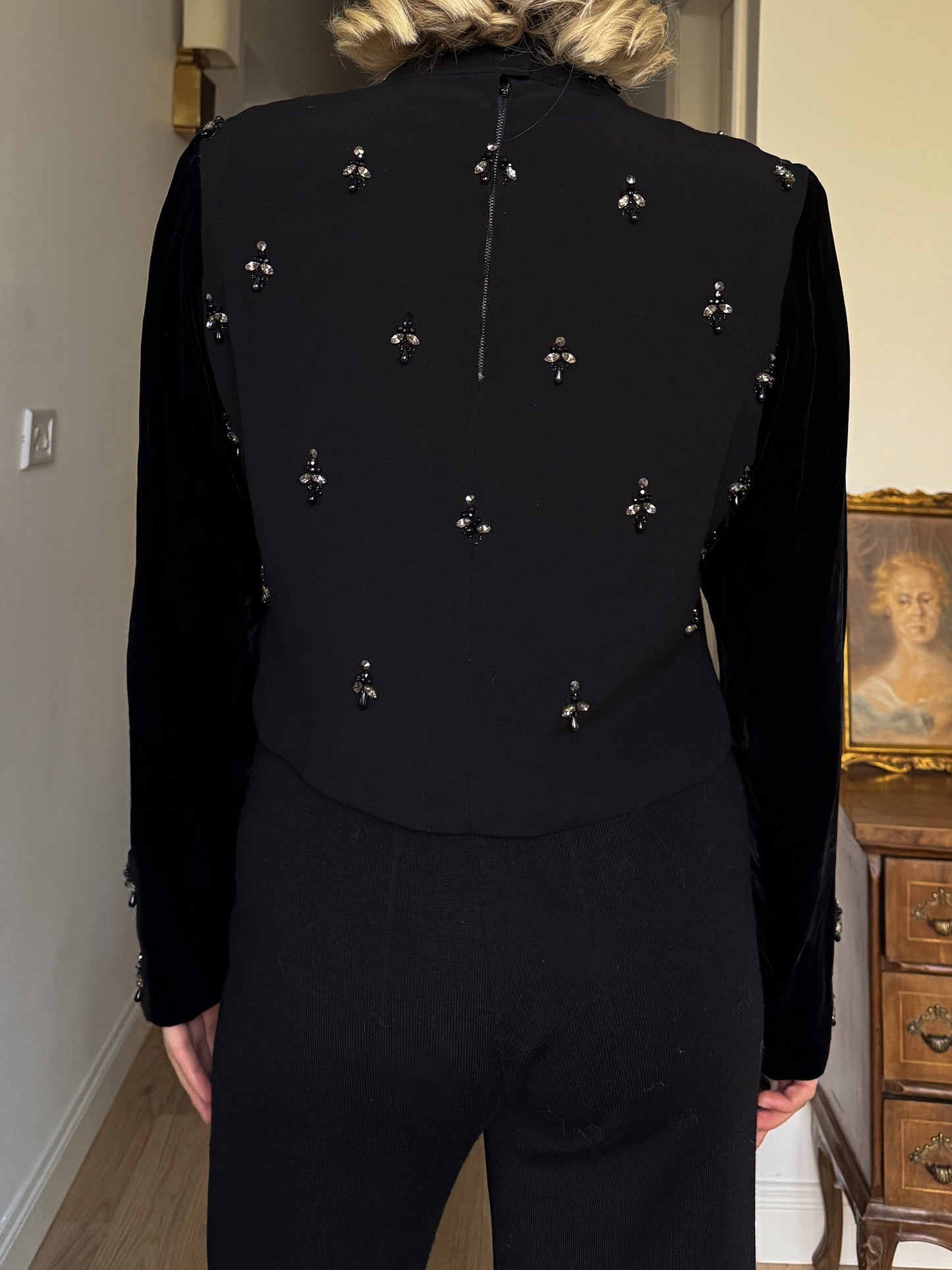 Velvet and strass black blouse