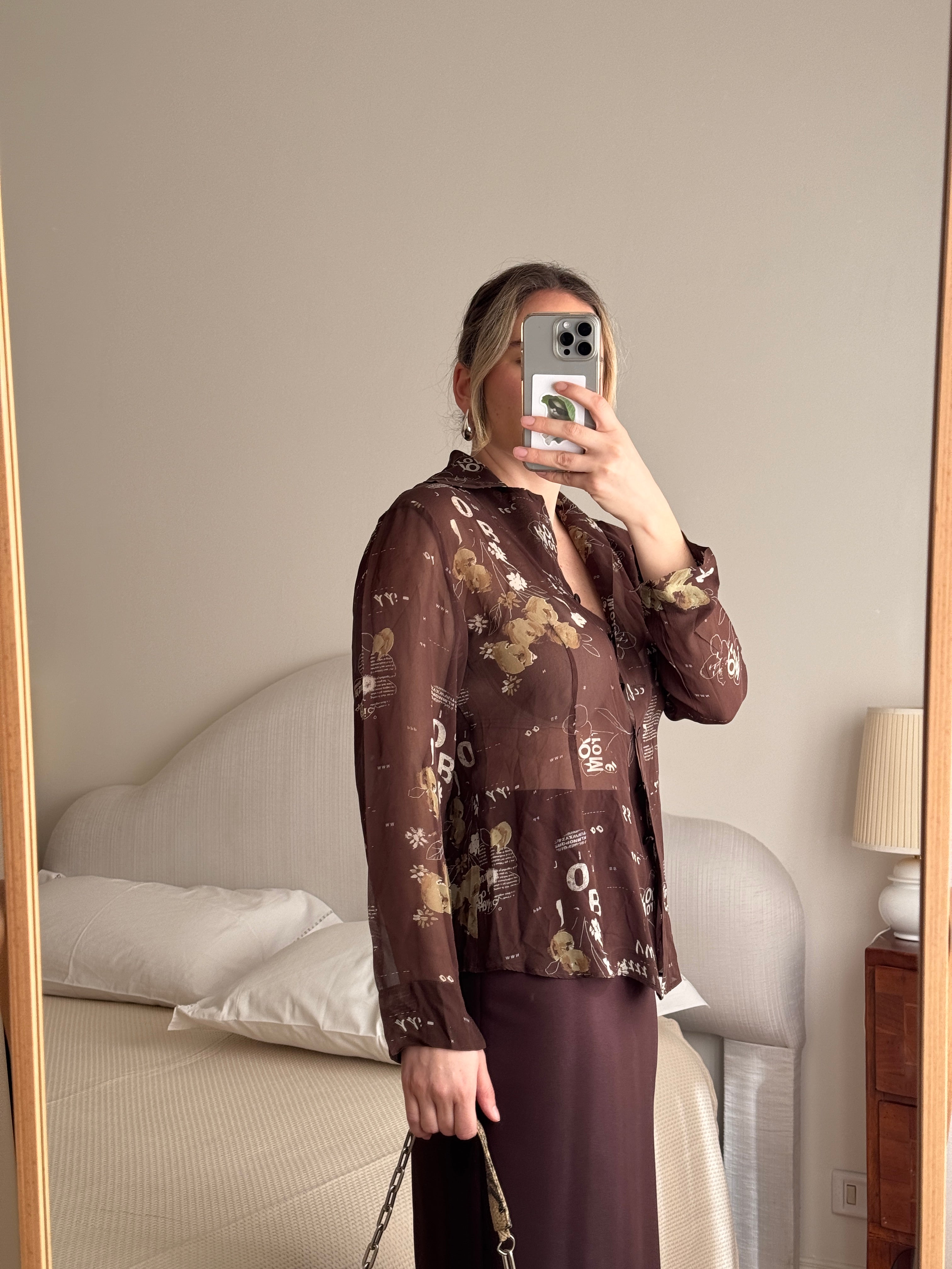 Pure silk chocolate shirt