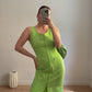 Zip green long dress