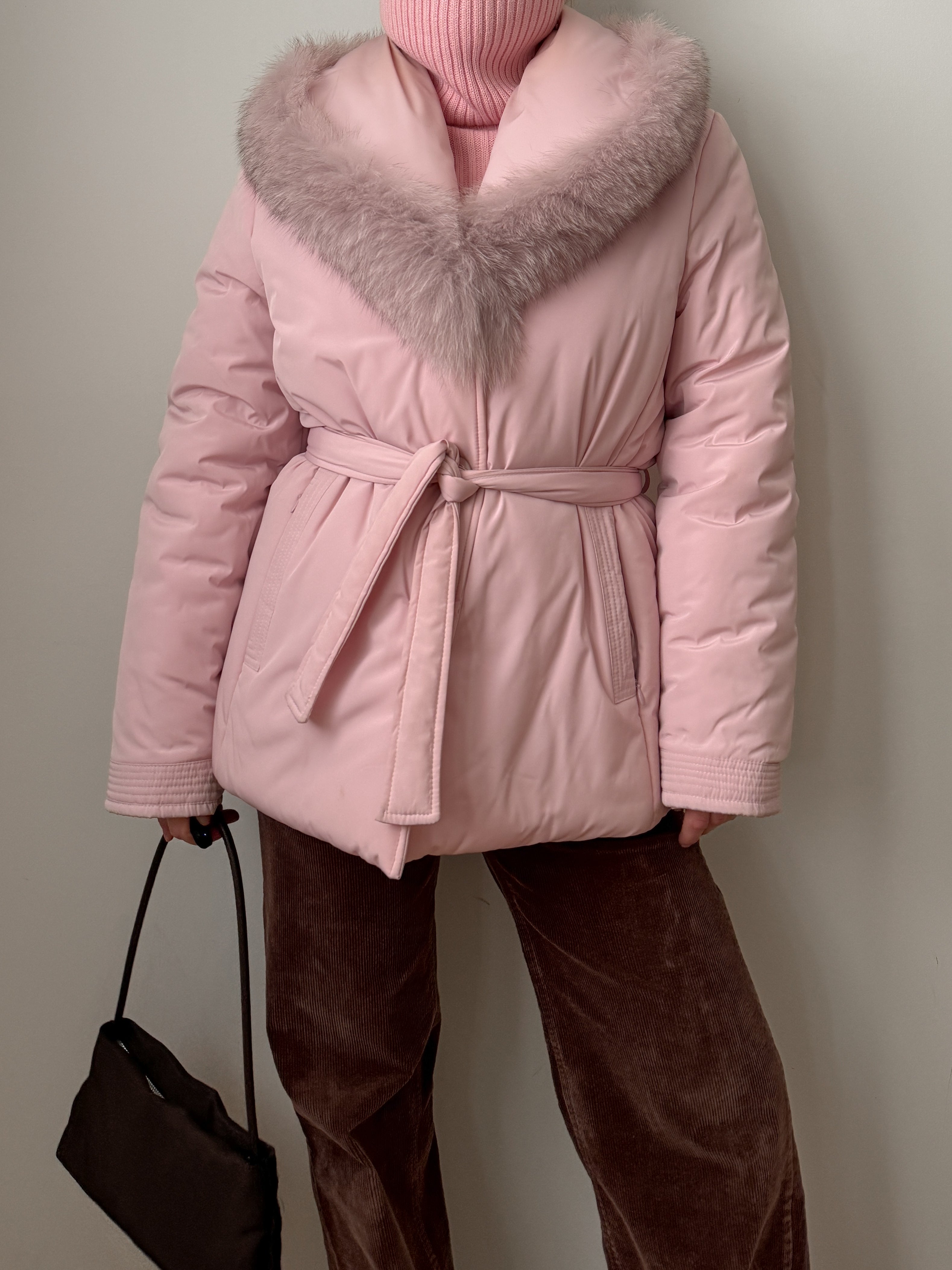 Padded jacket with real fur details