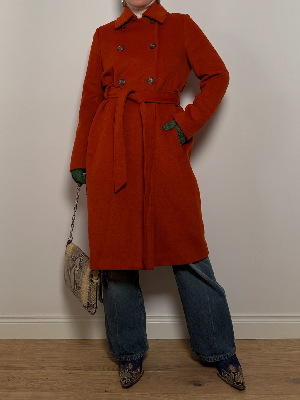 Trussardi pure wool terracotta coat