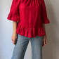 Pure linen red top