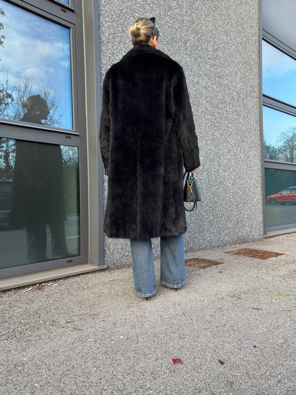 Fur black coat