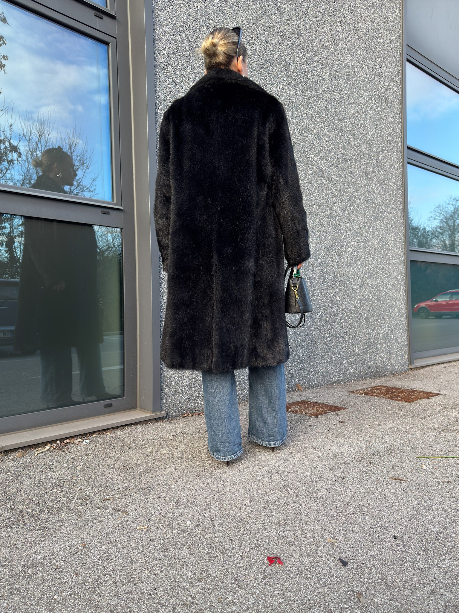 Fur black coat