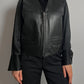 Real leather zipped gilet