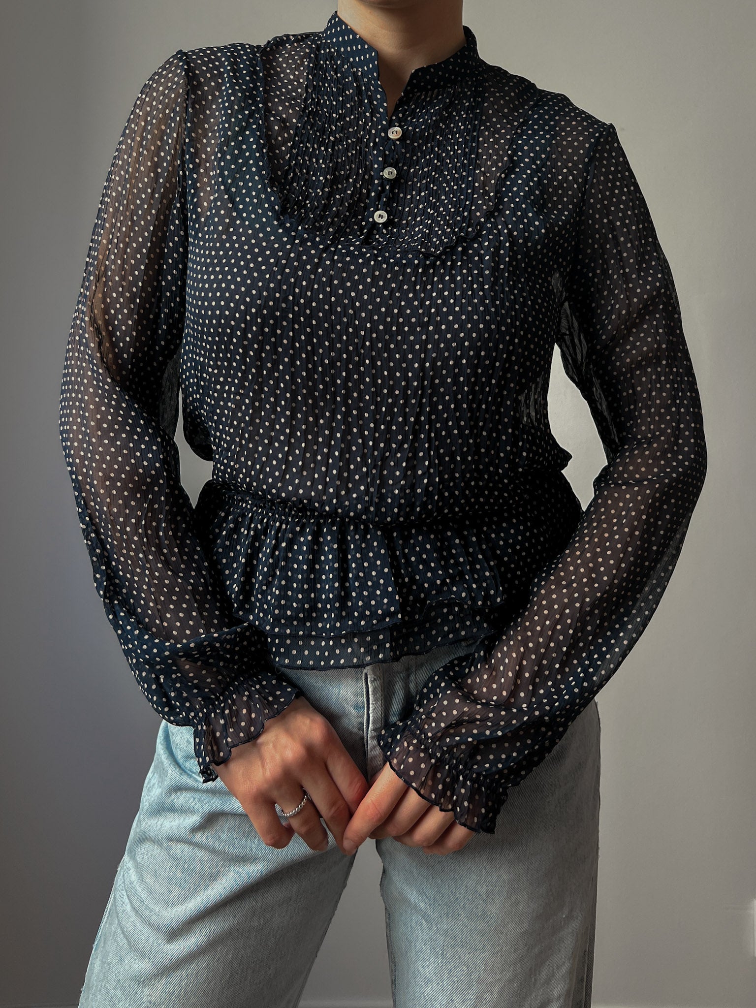 Pure viscose pois blouse