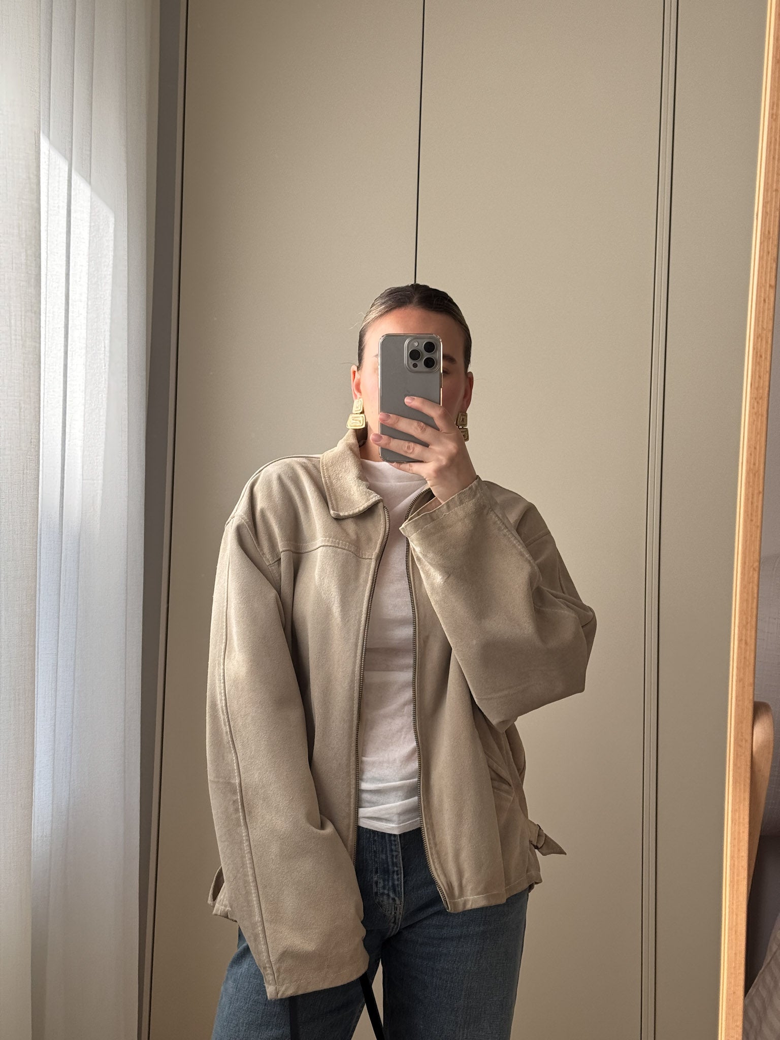 Real suede sand jacket