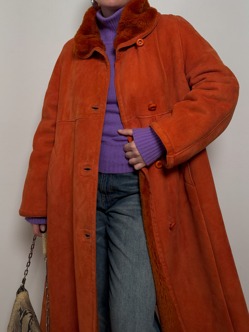 Original shearling orange coat