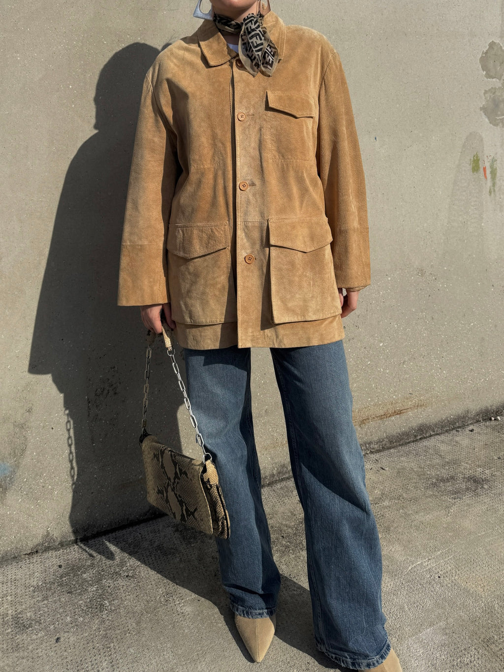 Real suede camel jacket