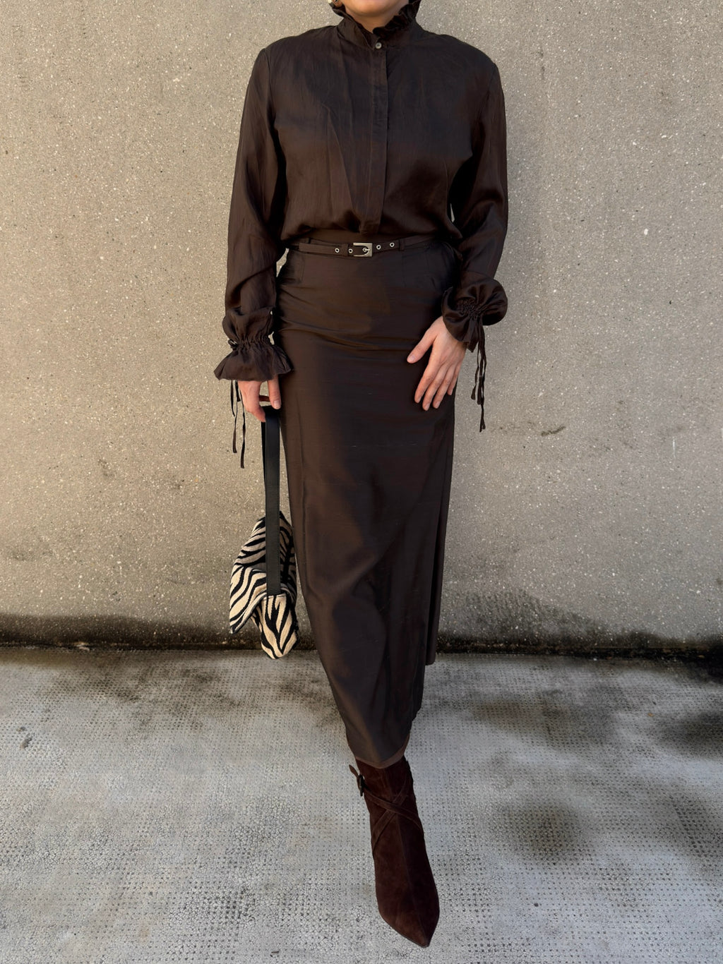 Max Mara silk chocolate  skirt