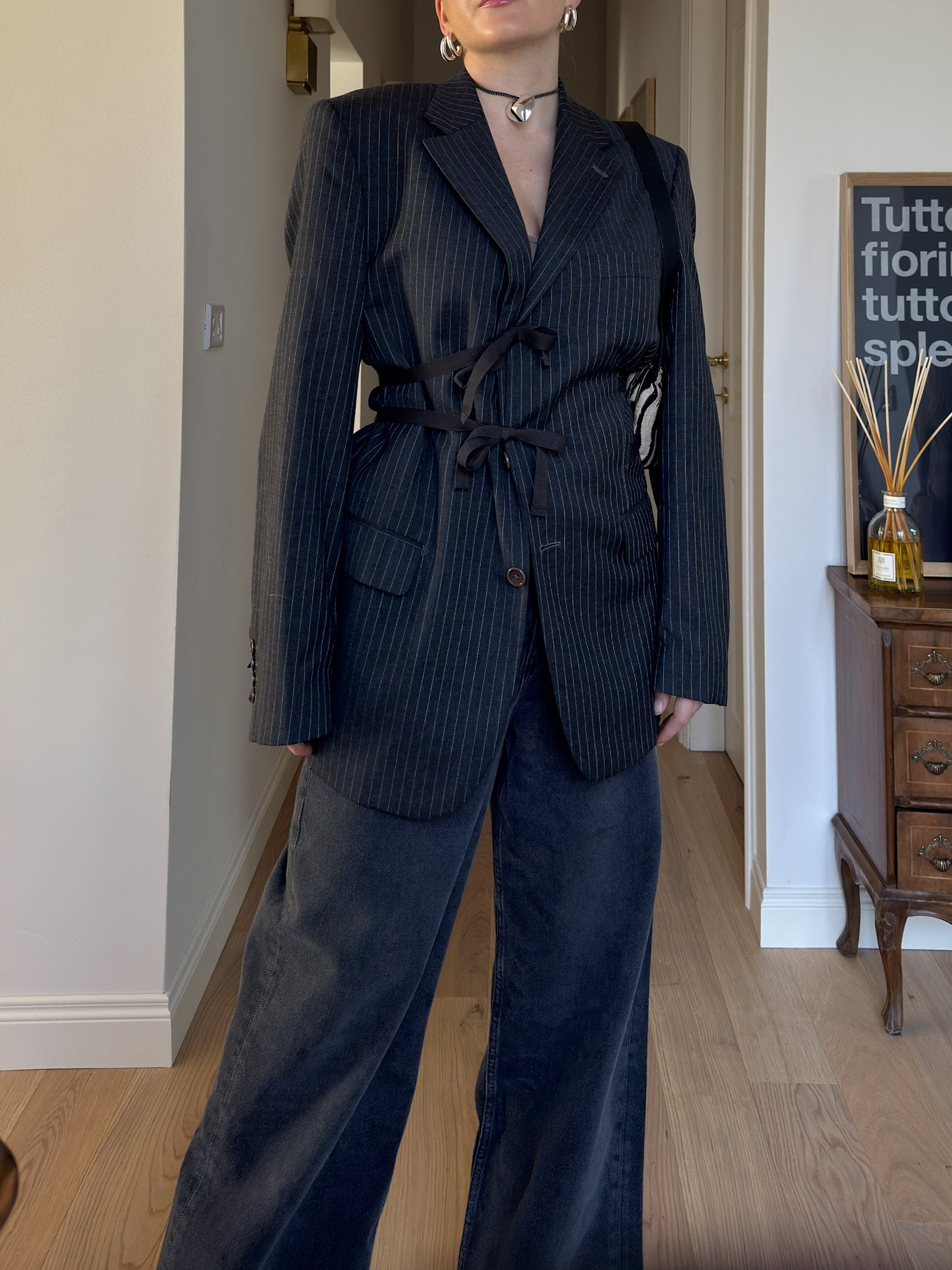 Brando pinestriped anthracite wool