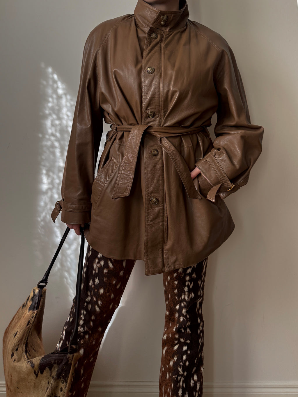 Real leather cognac jacket