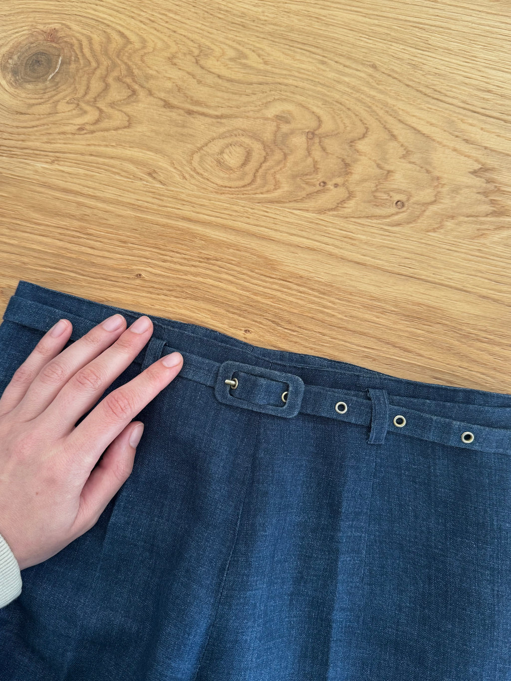 Pure linen blue denim suit