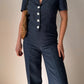Pure linen blue denim suit