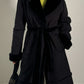 Made in Italy fake fur black long coat