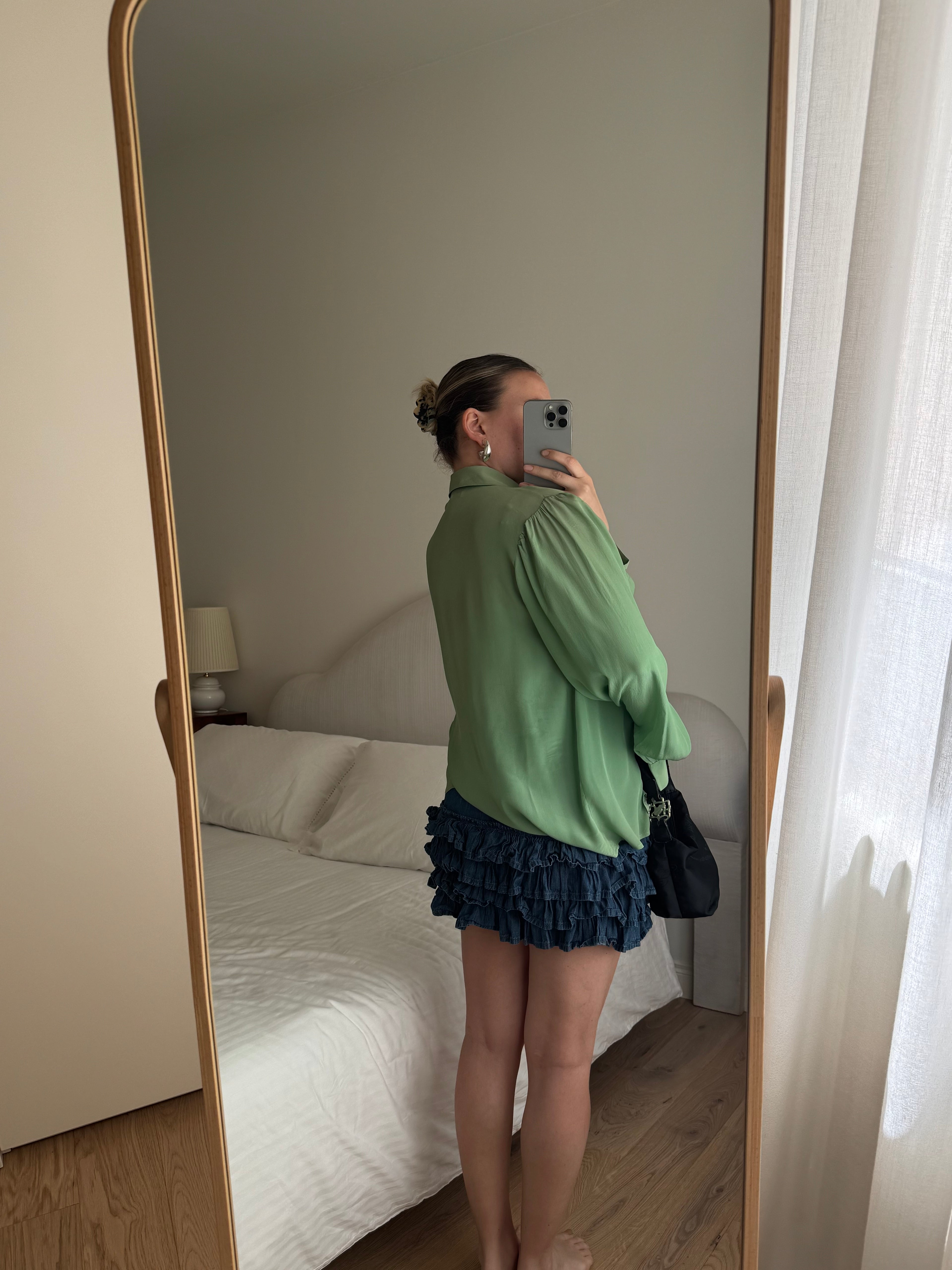 Silk blend green shirt