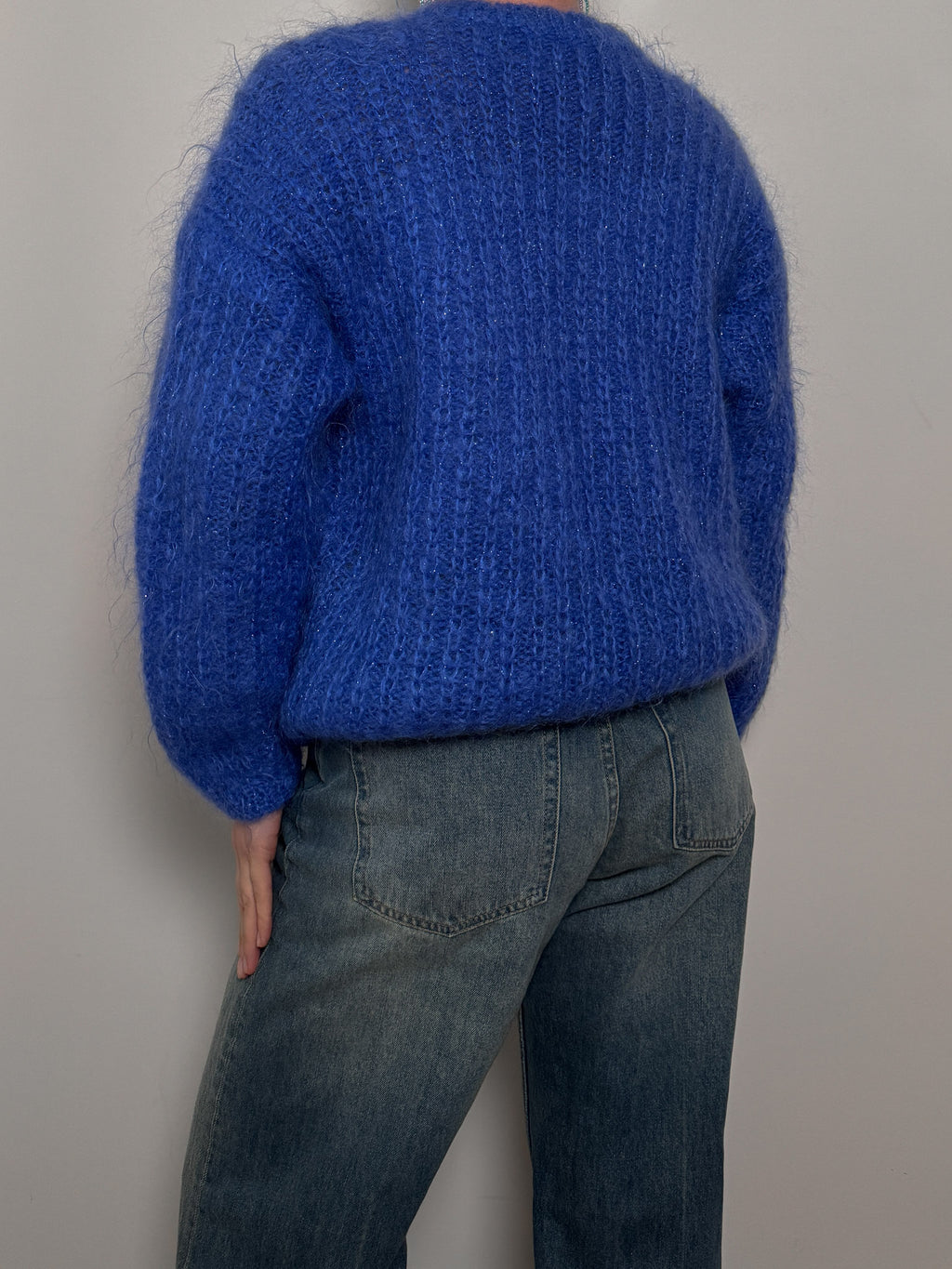 Mohair and wool blue cardigan