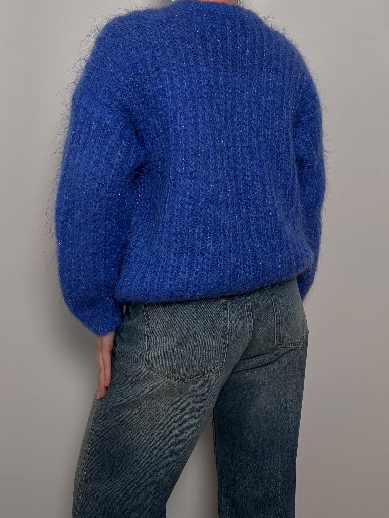 Mohair and wool blue cardigan