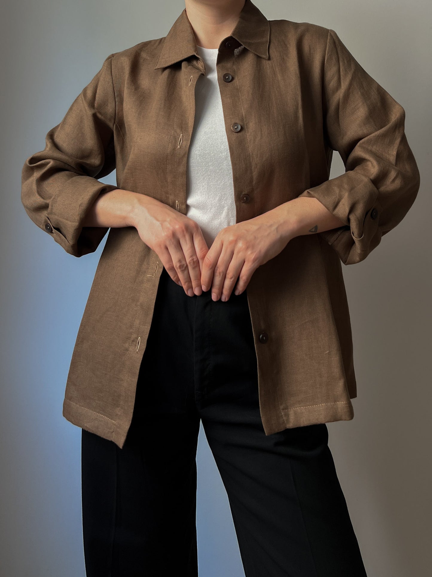 Pure linen brown shirt