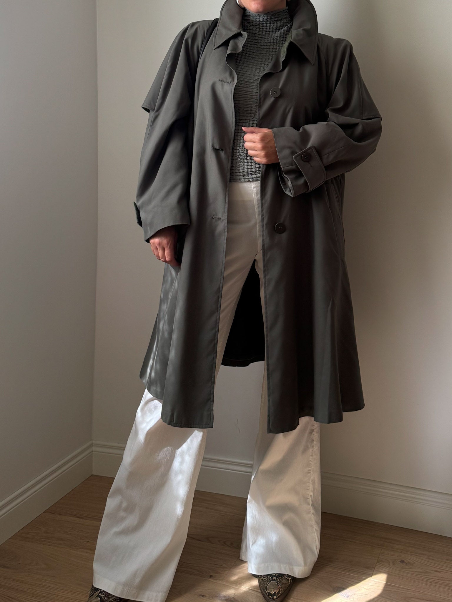 Olive trench coat