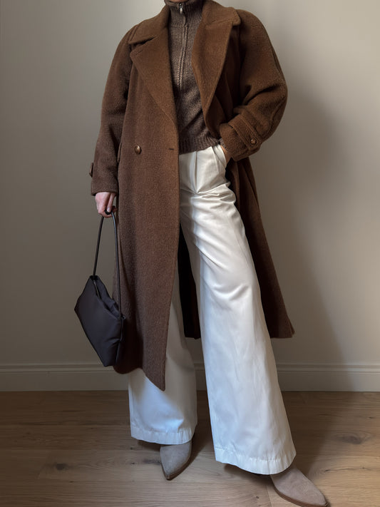 Wool, alpaca and mohair camel coat