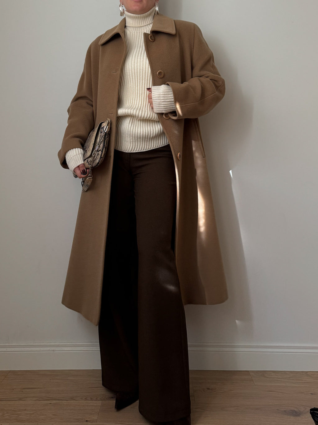 Pure wool camel long coat