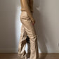 Real leather beige pants