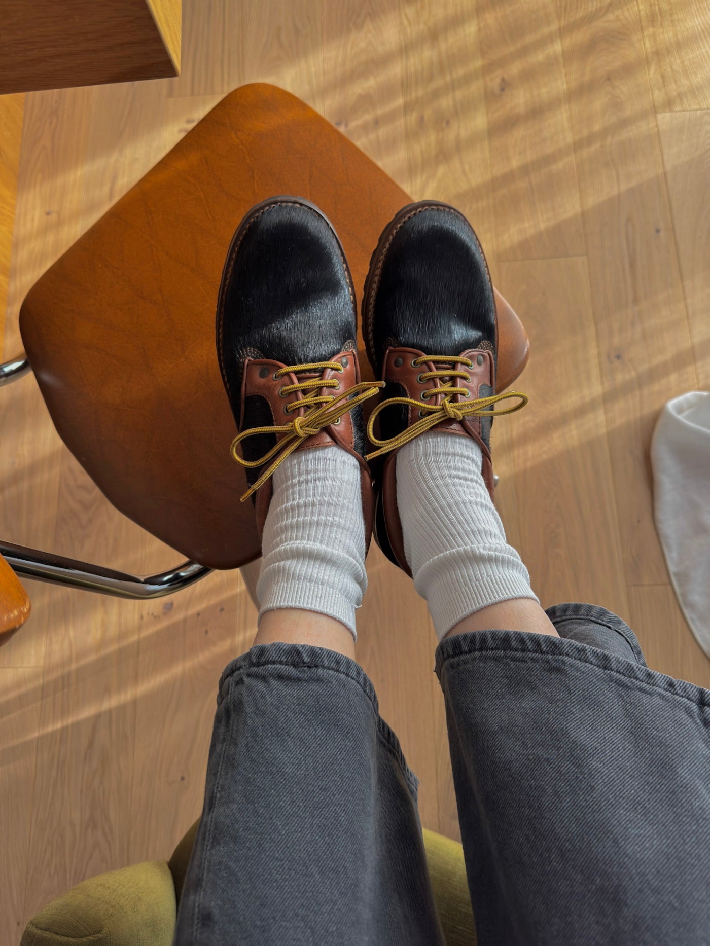 Leather and ponyskin shoes