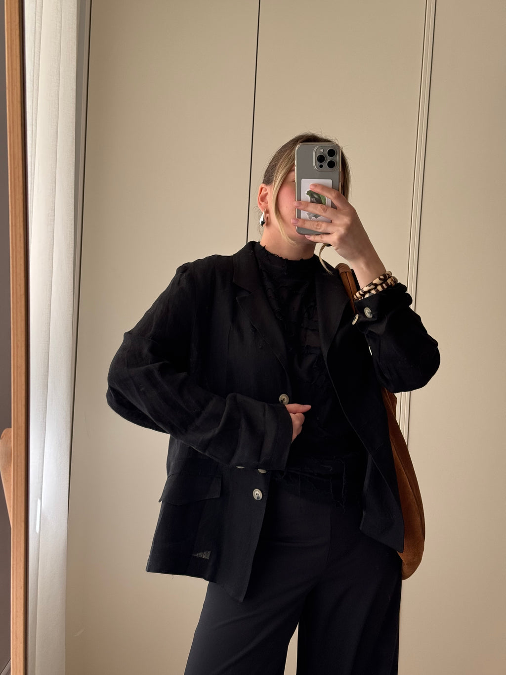 Pure linen black jacket