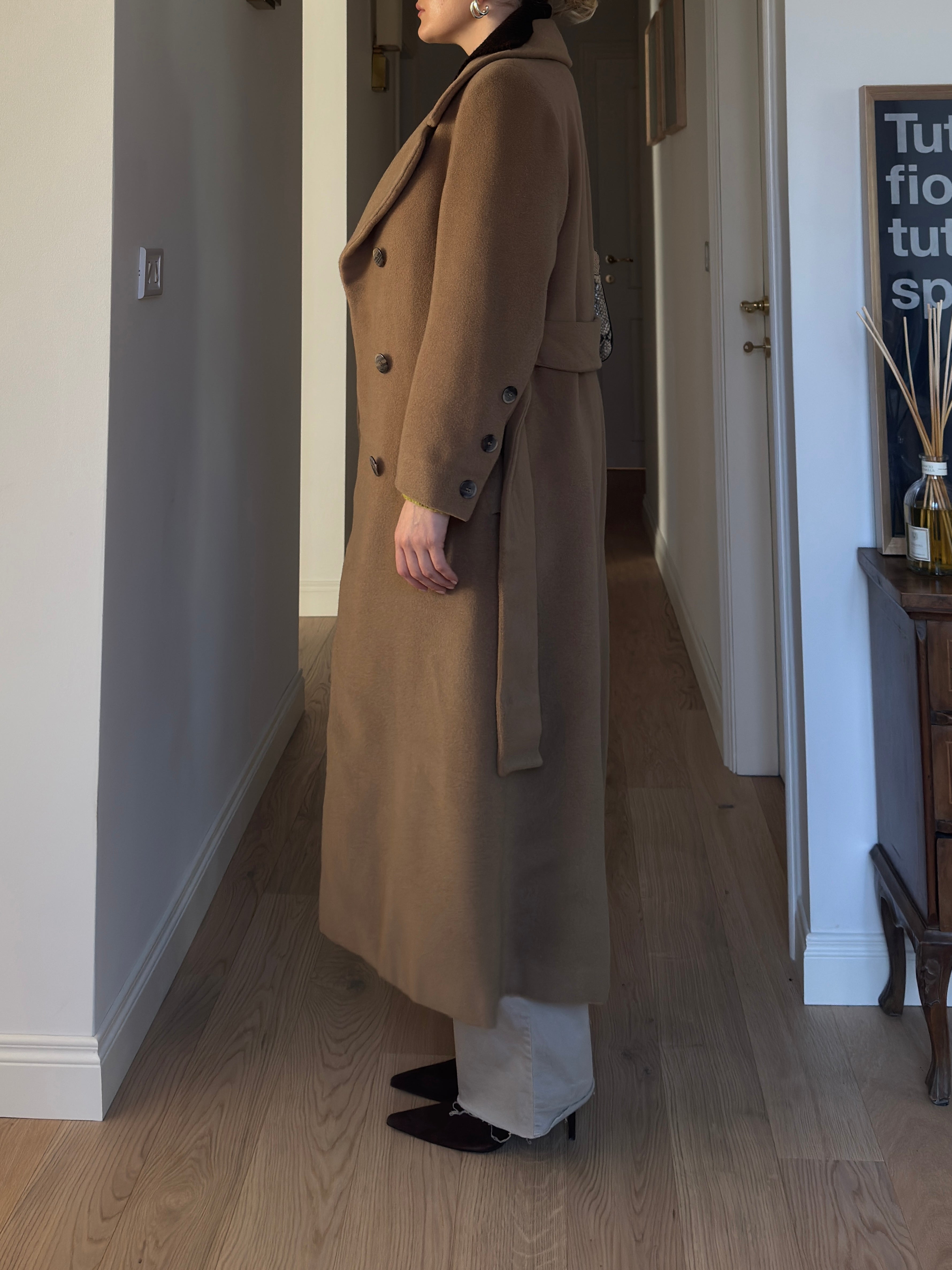 Pure wool camel long coat