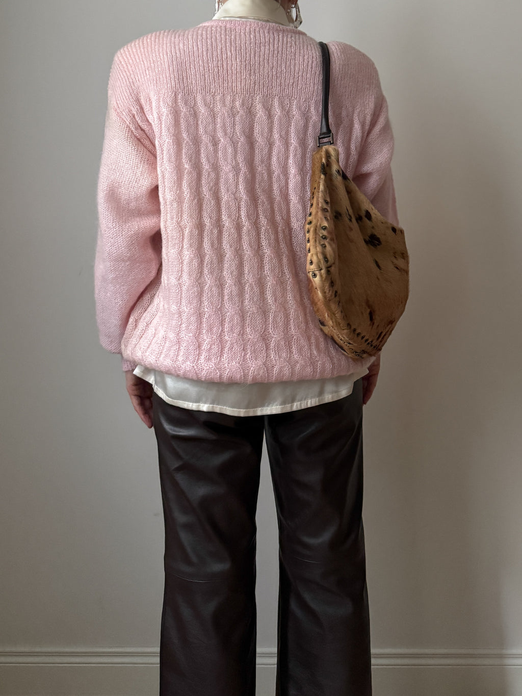 Wool and mohair pink cardigan